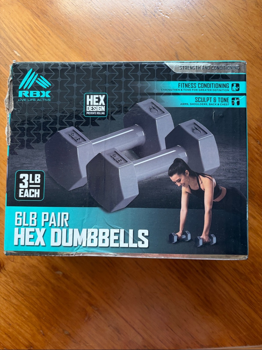 RBX Hex Design 3lb Ea. 6lb Pair Dumbbells Strength And Conditioning Sculpts Tone